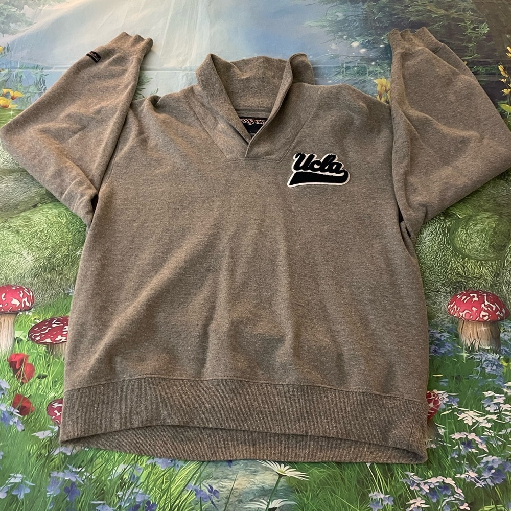 Jansport UCLA Collared Sweatshirt, Grey, Large, Preowned